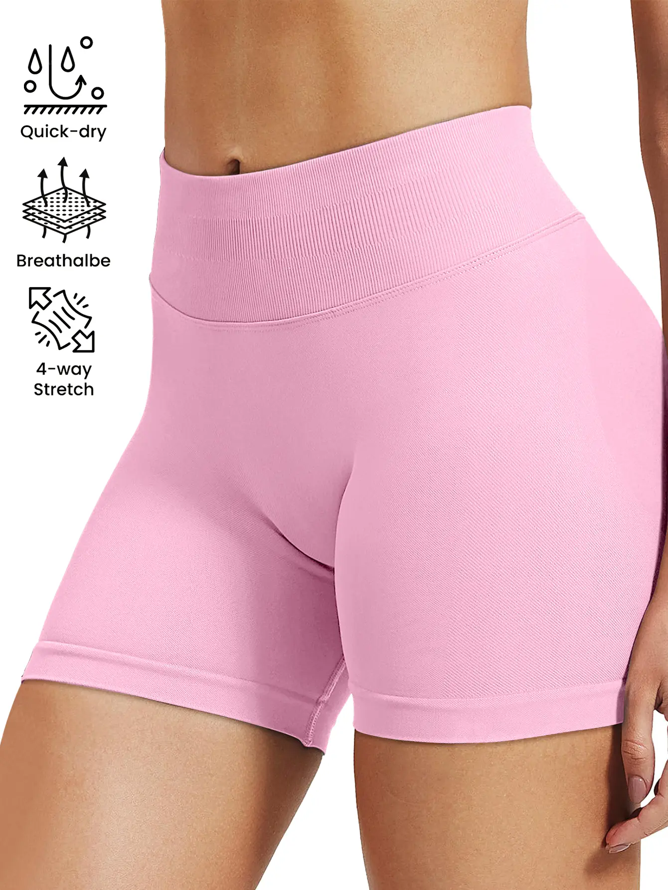 Shorts de malha para pilates, treinamento de média intensidade, quadril pêssego de alta elasticidade, sem linhas ambientais, fitness casual