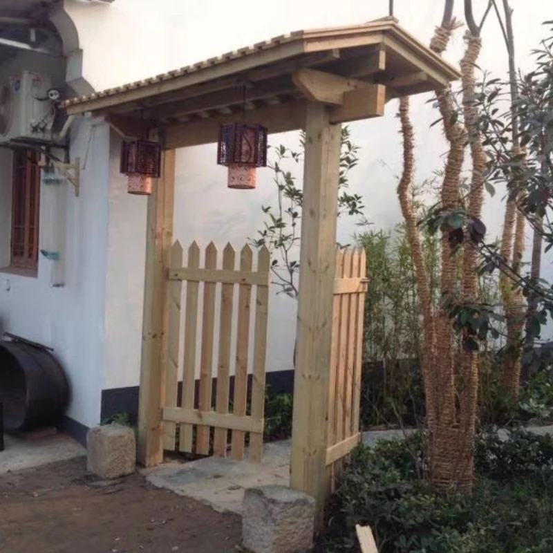 Antiseptic wood homestay farm Internet celebrity camping antique gate Outdoor thatched door