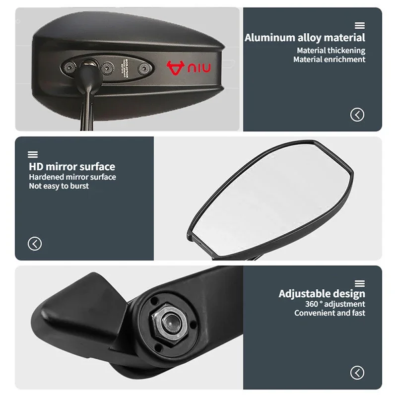 Adjustabale دراجة نارية الجانب مرايا الرؤية الخلفية CNC مرآة الرؤية الخلفية ل Niu Kqi3 Pro M1 N1s Ngt N1 Uqi NQi GT NXT RQi MQi