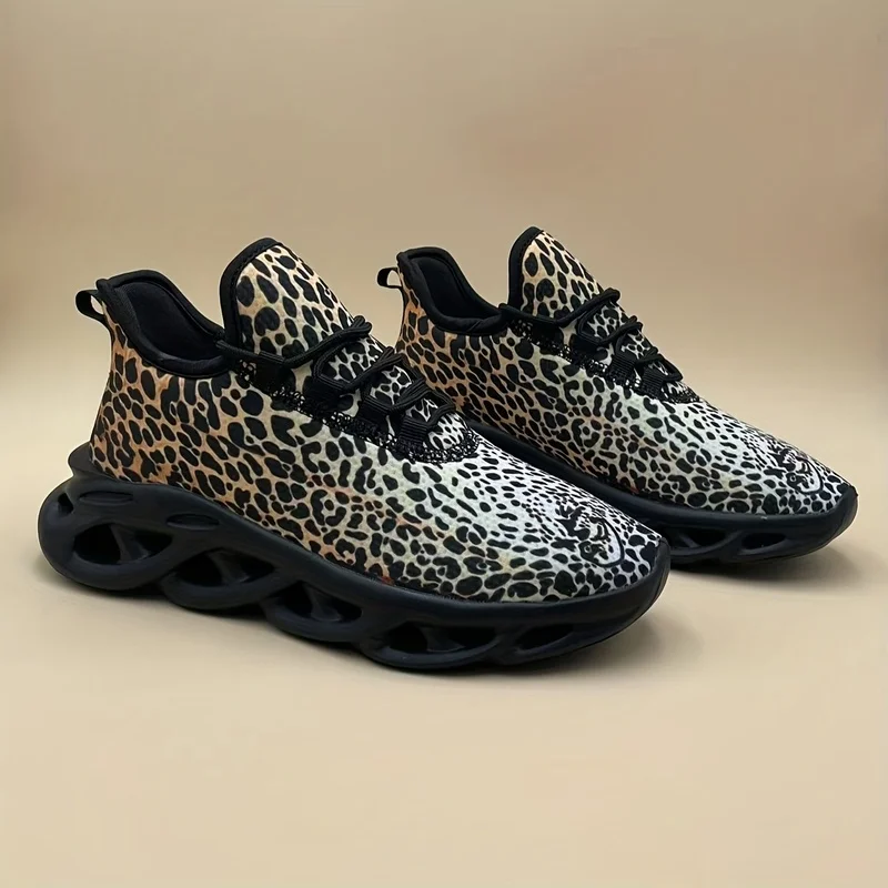 Ladies Men Sports Shoes 2026New leopard print dynamic trendy shoes, lightweight, shock-absorbing, wear-resistant, soft-soled run