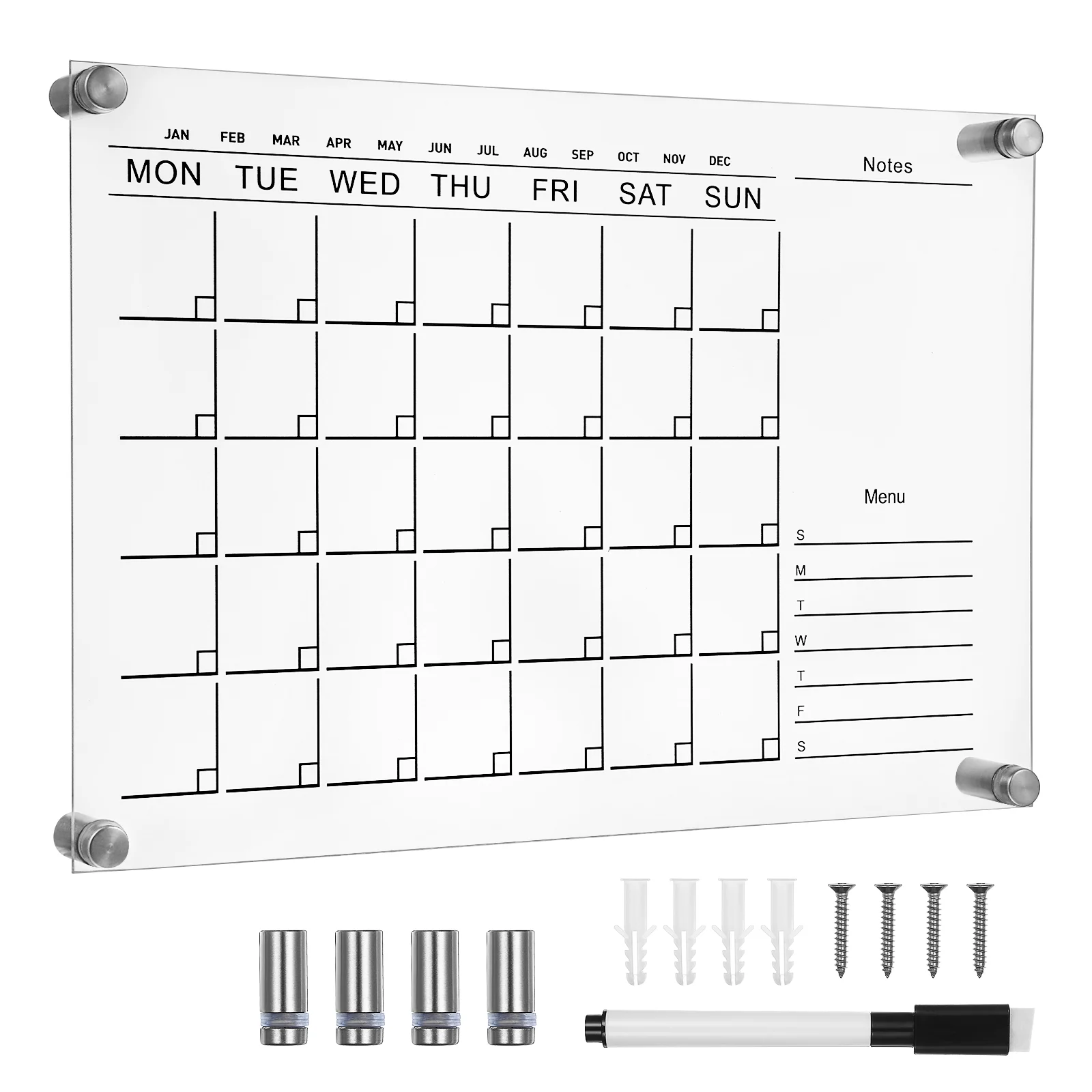 Wöchentliche Planertafel, Bürobedarf, kreative Memostafeln, Schreibtisch-Notizblock, Glasrahmen, Schreibkreide, transparente Acryl-Whiteboards