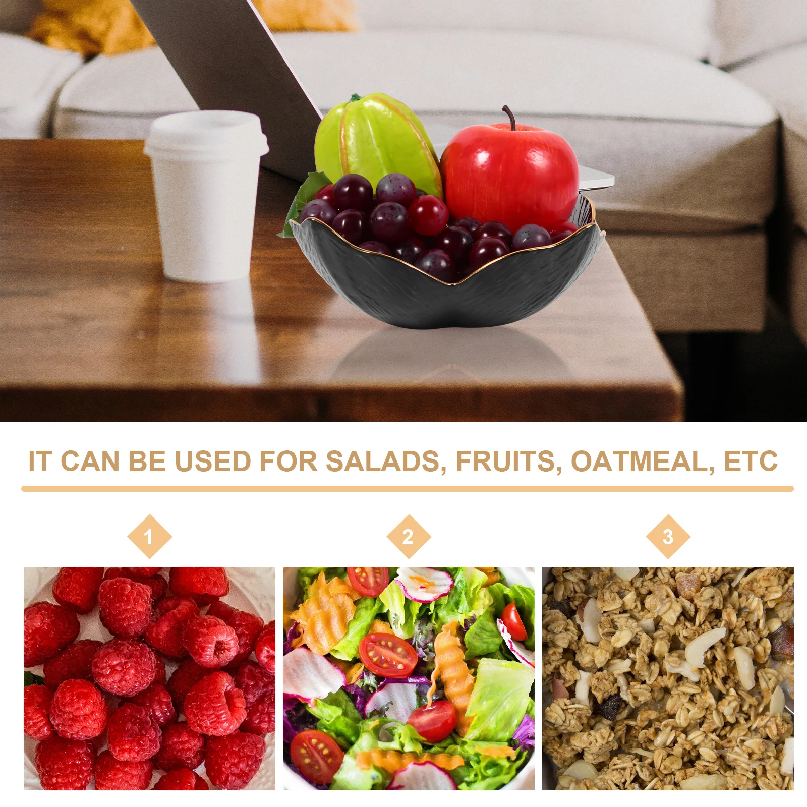 

1Pcs Fashion Bowl Ideal for Dinner Parties Casual Use Elegant Design for Fruits Desserts Salads Salad Bowl