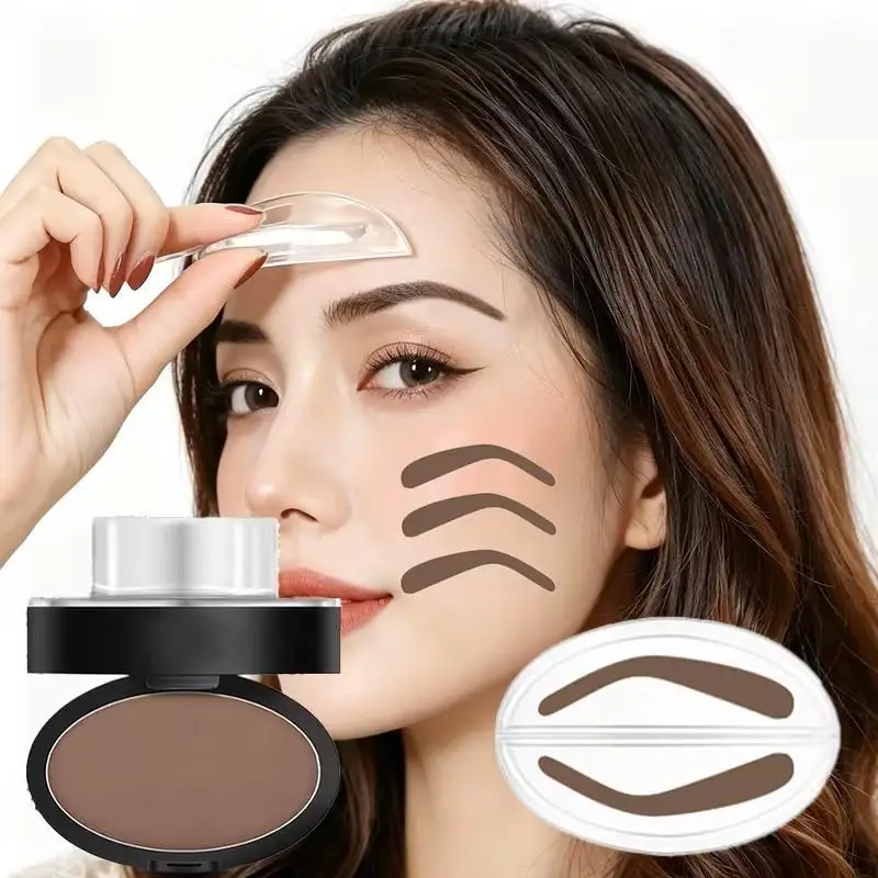 Waterproof Eyebrow Powder Stamp Sweat Proof Arch Shaped One Step Eyebrow Stamp Suitable for Sports Makeup