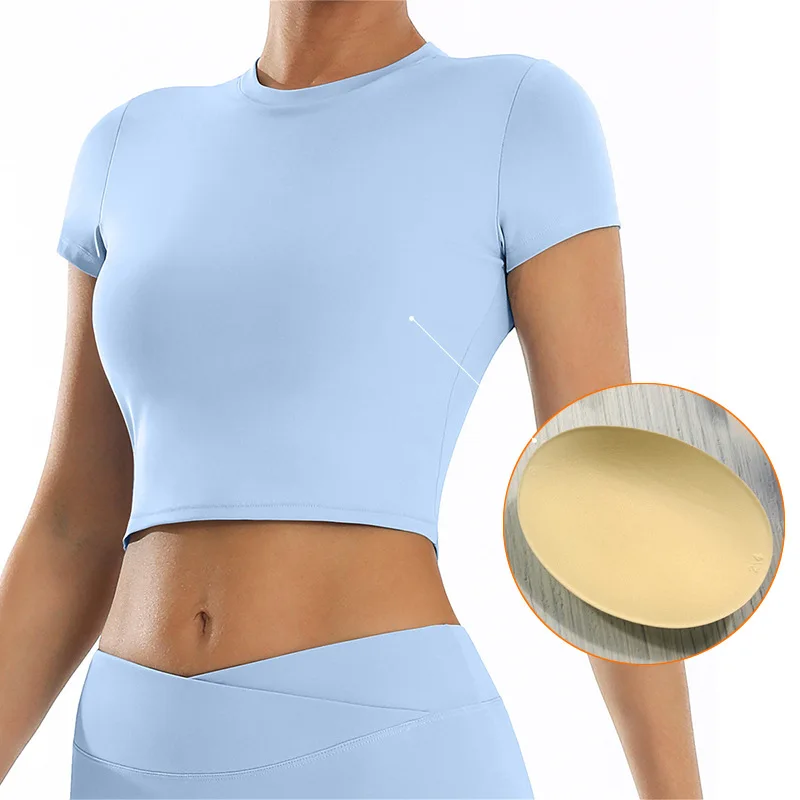 Women's Tight Fitting Quick Drying Fitness Top Casual Versatile Yoga Clothes Running Pilates Sports T-shirt Short Sleeved Sol