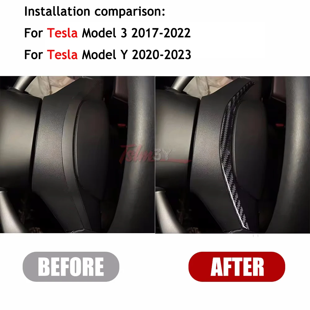 Adesivo per copertura pannello superiore del volante in fibra di carbonio ABS per Tesla Model 3 Y 2017-2022 Accessori per strisce di rivestimento