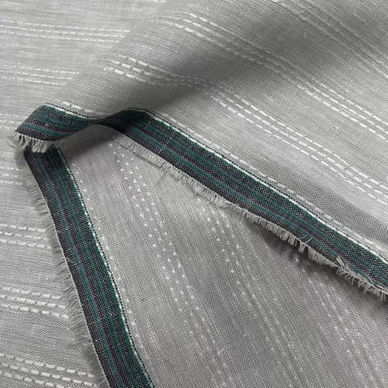 

Pure Linen Jacquard Striped Fabric Yarn Dyed Soft Breathable Designer Fashion Suit Pants Dress DIY Home Sewing Craft Material