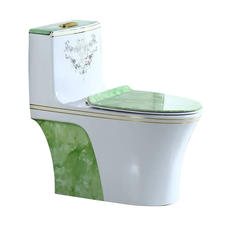 Household color luminous large-diameter super-cyclone siphon toilet colored gold ceramic sanitary ware pumping deodorizing seat