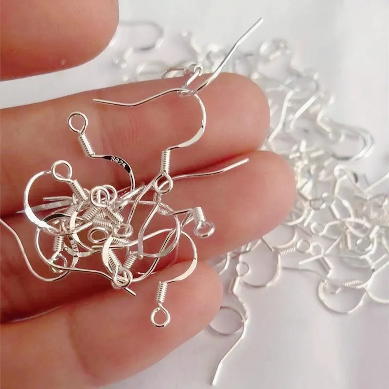 A Lot 925 Sterling Silver Earring Hooks Hypoallergenic Ear Wires Fish Hooks for Jewelry Making for DIY Earrings