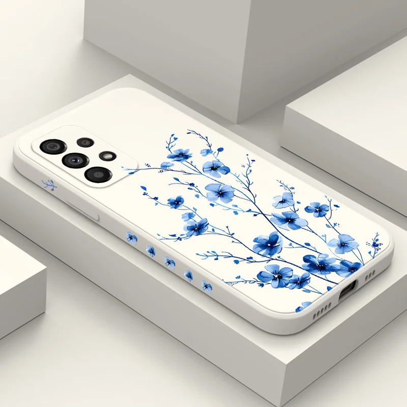

Blue Flame Flower Phone Case For Samsung Galaxy A73 A53 A33 A23 A13 A03 A72 A52 A52S A32 A22 A12 A71 A51 A31 A21S 4G 5G Cover