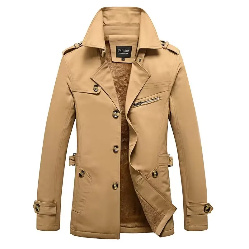 Blusão de colarinho monocromático para baixo masculino, jaquetas de algodão casuais, casacos de negócios, roupas masculinas, trench coat, inverno, 2023