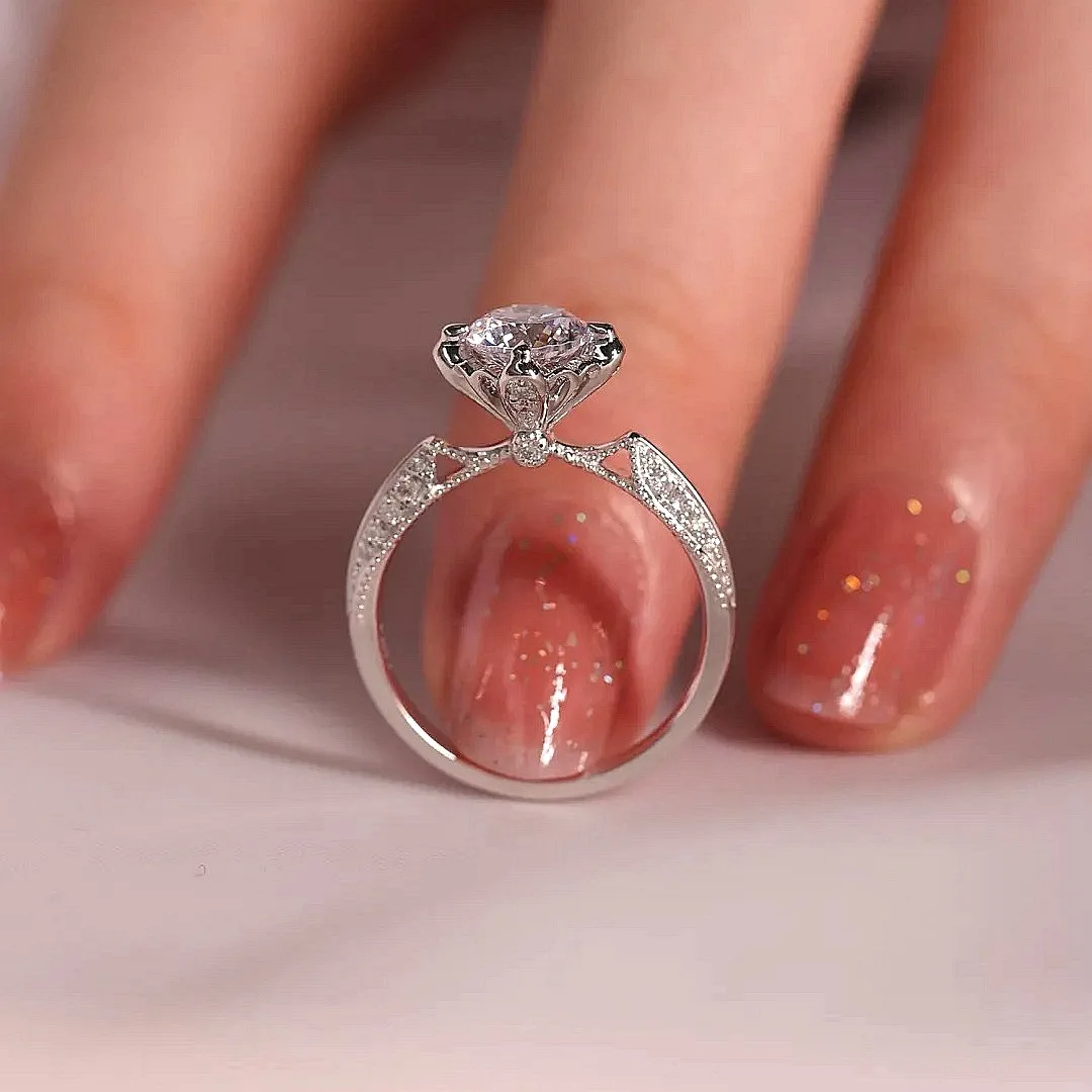 

18K Real Platinum PT950 Prague Royal Wedding Women's Ring Moissanite1Carat Diamond Suitable Women Wedding and Engagement Rings