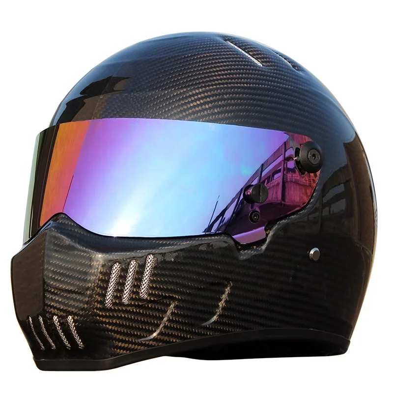 High Quality S/M/L/XL/XXL Black Carbon Fiber Motocross Racing Helmet ATV Motorcycle Full Face