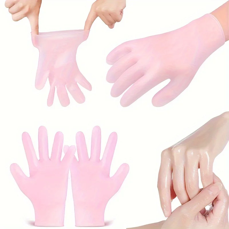 2 PCS Silicone Moisturizing Gloves to Prevent Dry Hands Exfoliating Spa Moisturizing Smooth and Soft Hand Care Tools