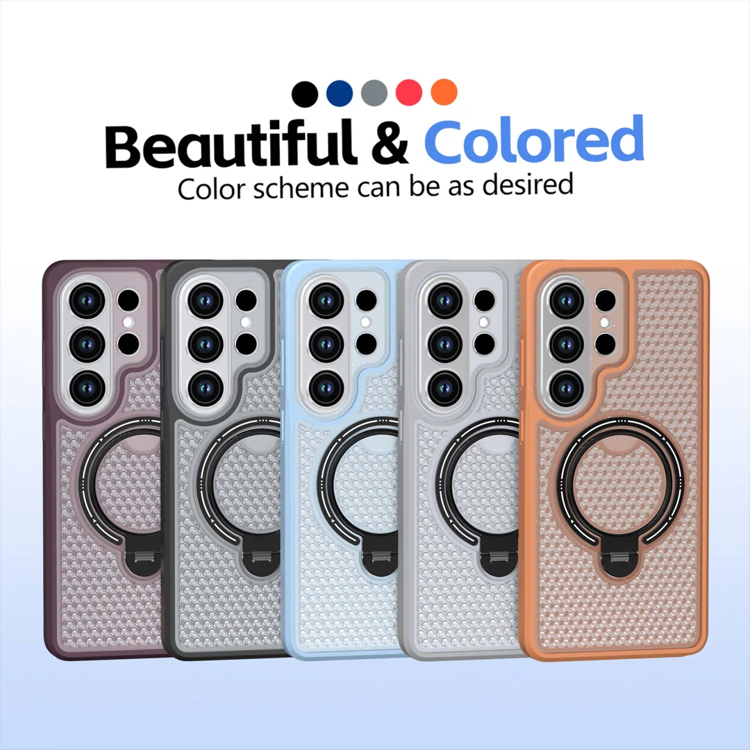 360 Rotating Bracket Stand Heat Dissipation Case For Samsung Galaxy S26 S25 S24 Ultra A56 A57 A18 Magnetic Wireless Charge Cover