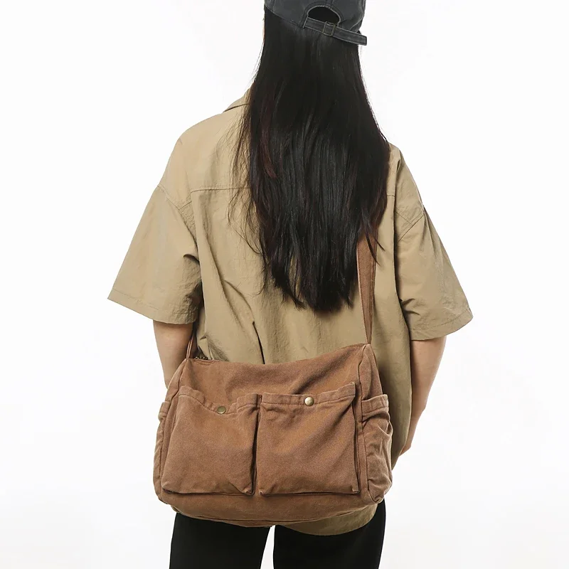 

Large Capacity Canvas Women's Bag Classic Design Shoulder Bag Vintage Eco Bag Korean Messenger Bag Y2K Tote Bag Handbags Ladies