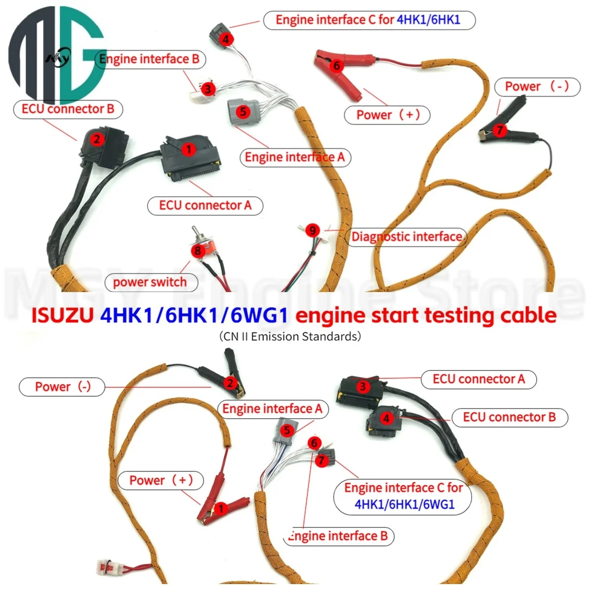 

For Isuzu 4HK1 6HK1 6WG1 OBD Engine Start Testing Wiring Harness High Quality For Excavator Computer Board Programming Cable