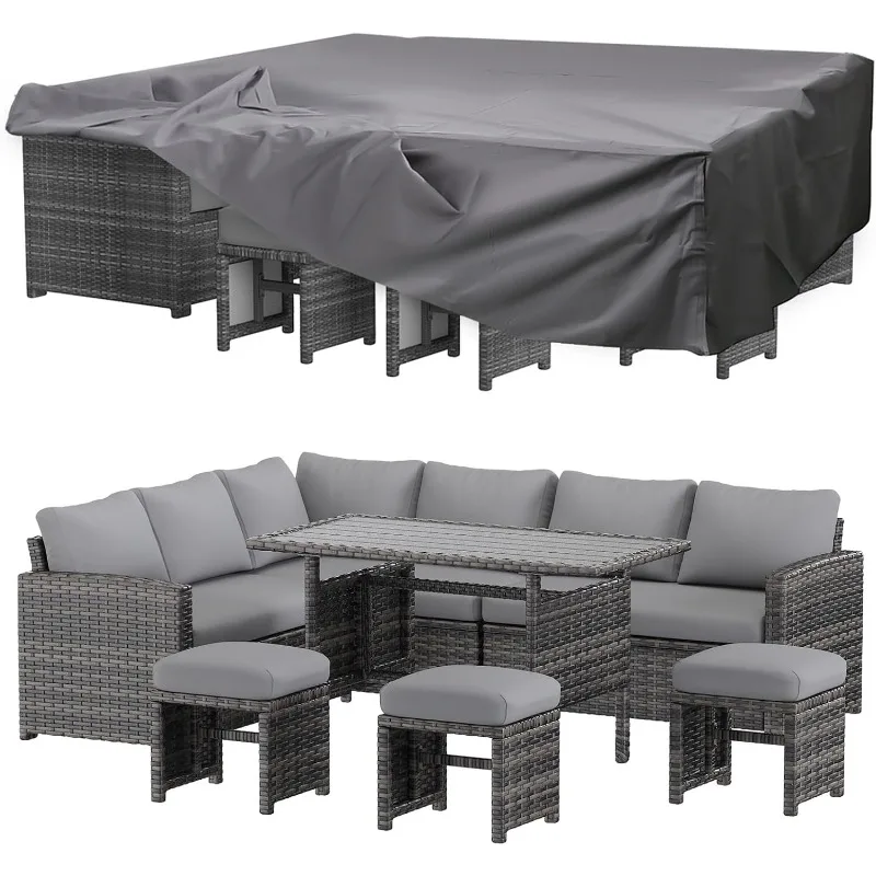 U-MAX 7 Pieces Patio Furniture Set with Waterproof Cover, Outdoor Sectional Sofa Conversation Set