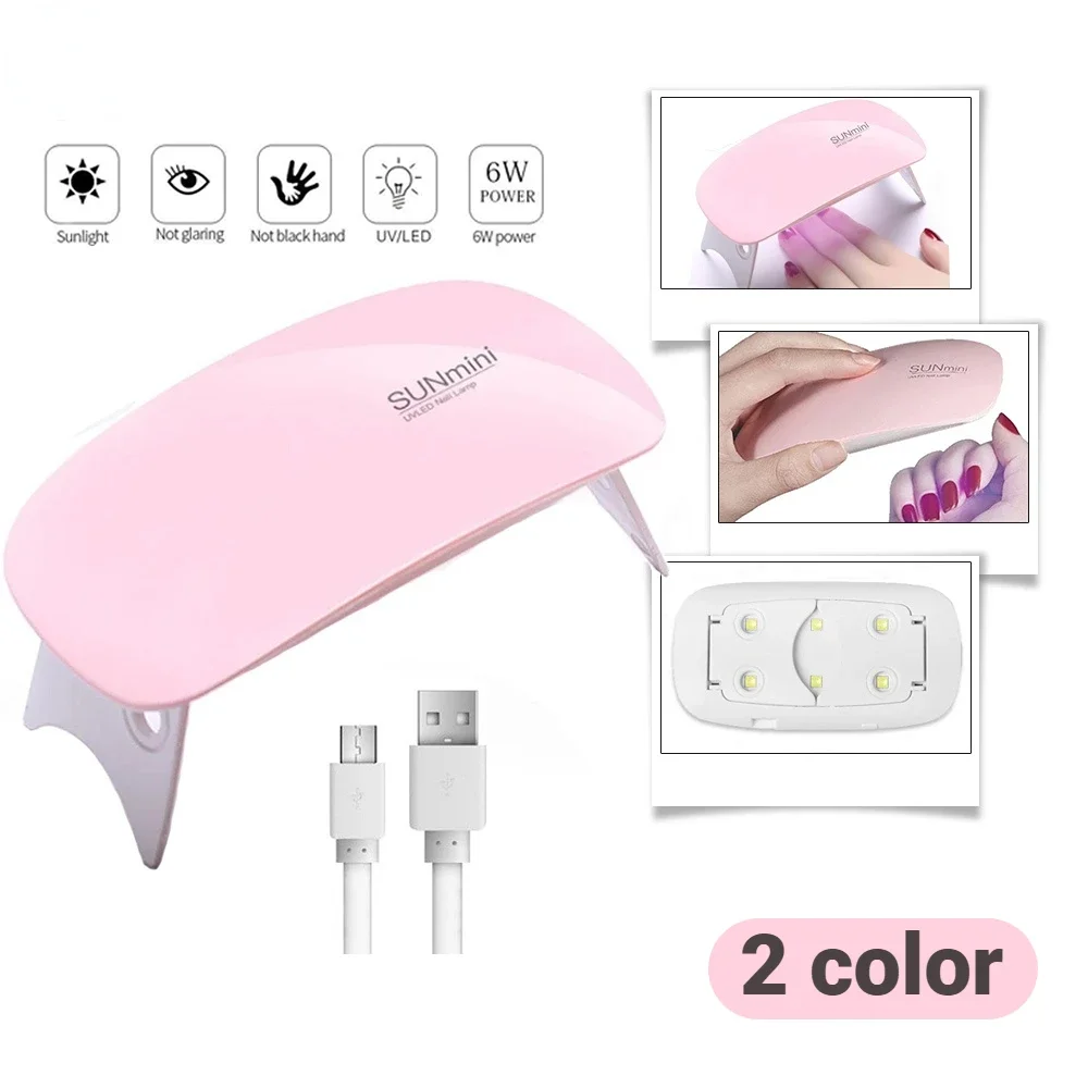 

6W Mini Nail Dryer Machine Portable 6 UV Manicure Lamp Use Nail Lamp Drying Nails Polish Varnish With USB Cable