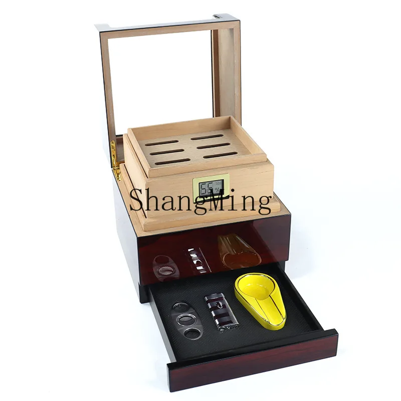 

DSA Large Capacity Cedar Wood Cigar Storage Moisturizing Cigarette Case Gift Sealed Moisturizing Sealed Solid Wood