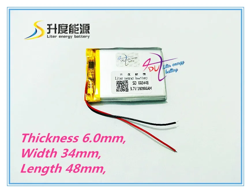 

Tablet battery 603448 3.7V 1000mAh polymer lithium battery li-ion rechargeable battery MP3 MP4 DVD DVR GPS