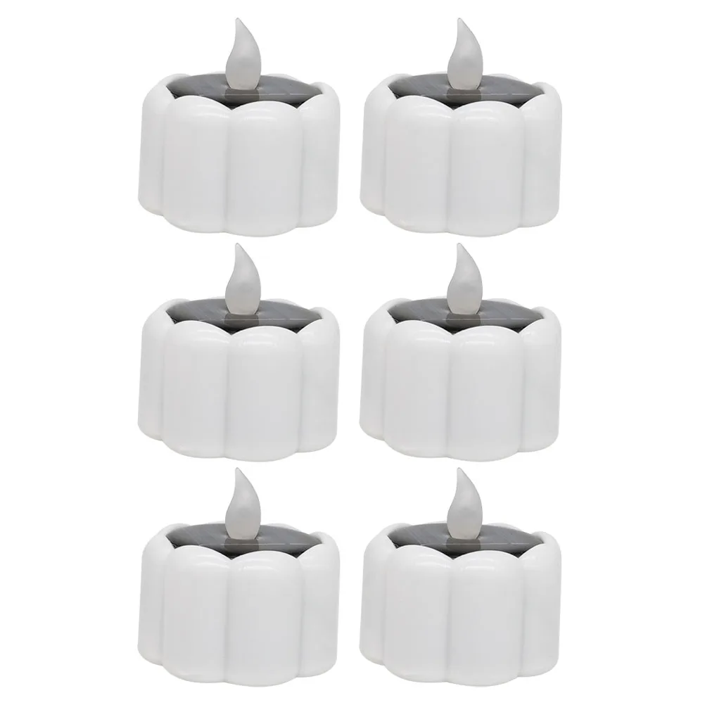 

6 Pcs Solar LED Tealight Waterproof Lights Outdoor Garden Decoration Electronic Candles Solar Powered for Home