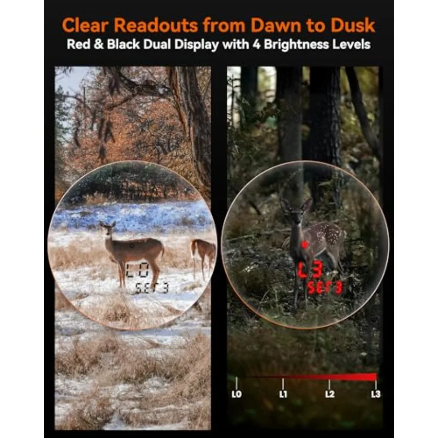 جهاز تحديد المدى بالليزر القابل لإعادة الشحن مع وضع صيد القوس لرماية الرماية: نطاق 2000+ ياردة للمسافة الأفقية وزاوية Mea