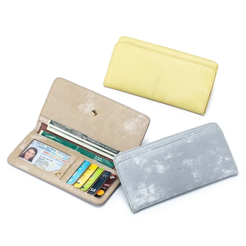 Slim Long Lightweight Wallet for Women Thin Soft Leather Bifold Minimalist Design Clutch Purses Credit Card Holder Wallets