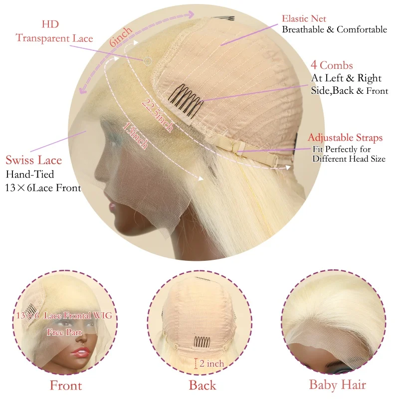 13x6 HD شعر مستعار أمامي شفاف الدانتيل شعر الإنسان 613 شقراء ملونة شعر طبيعي مفرود الباروكات الدانتيل الجبهة الباروكات للنساء 40 بوصة