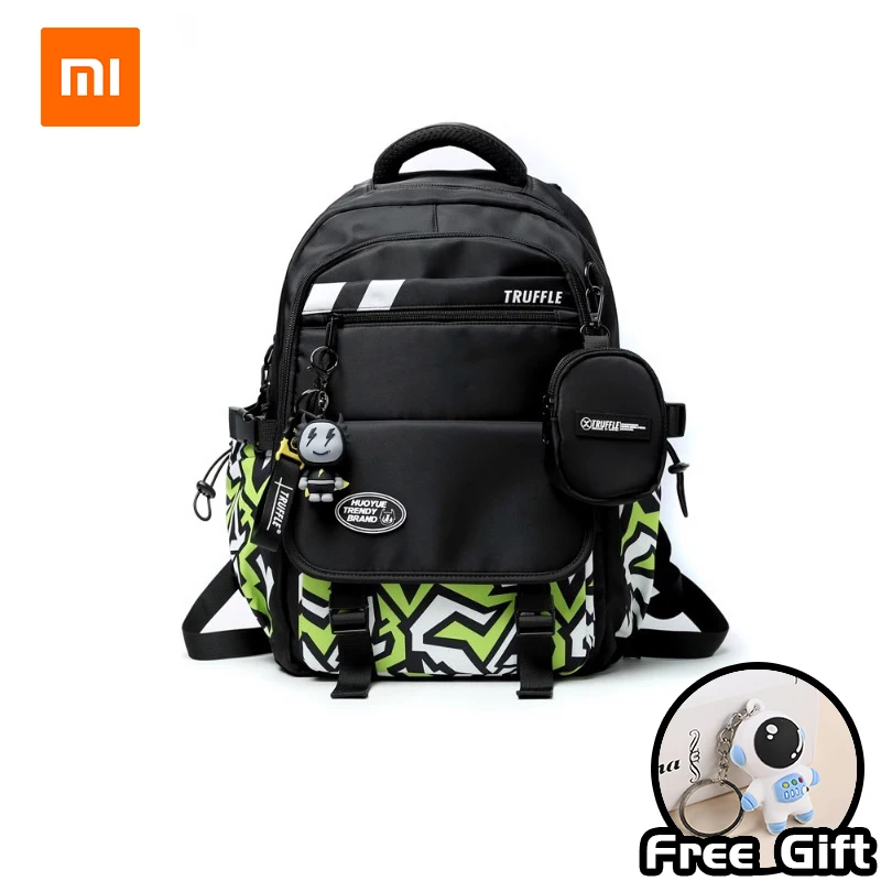 

Xiaomi TRUFFLE Graffiti Fashion Male and Female Student Backpack School Backpack Large Capacity Travel Bag Free Pendant