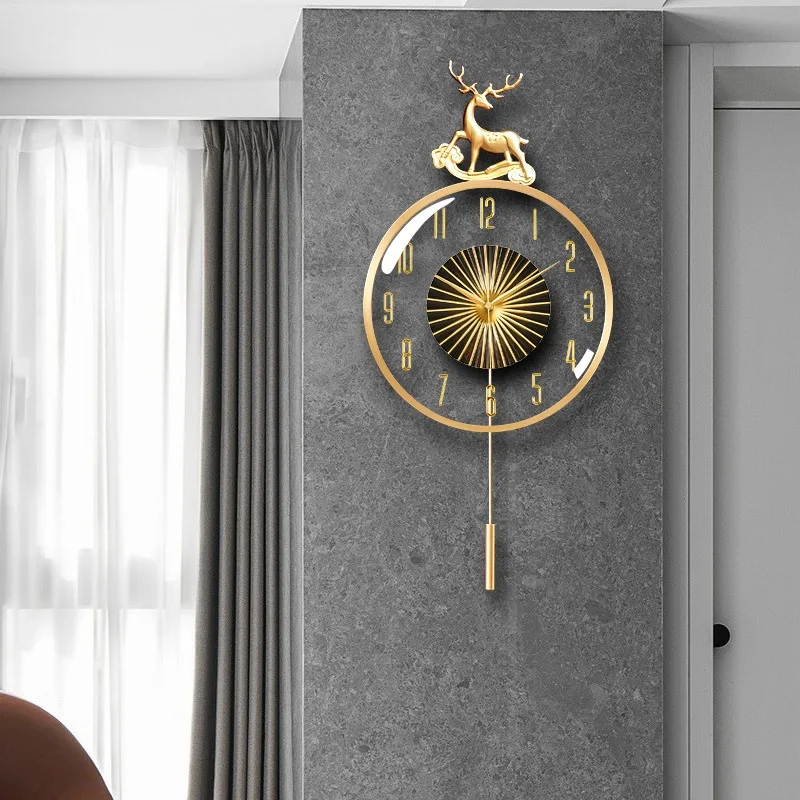 

Zn Nordic clock wall clock living room home fashion light luxury creative atmosphere simple decoration quartz wall clock