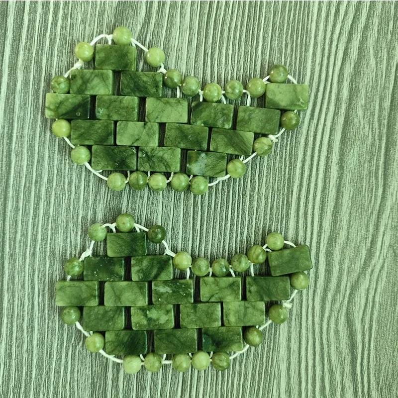 Natural Green Phoenix Jade And Xiuyan Jade Moon-Shaped Eye Patches Hand-Woven Eye Masks Cold Therapy Spa Massage Eye Patches