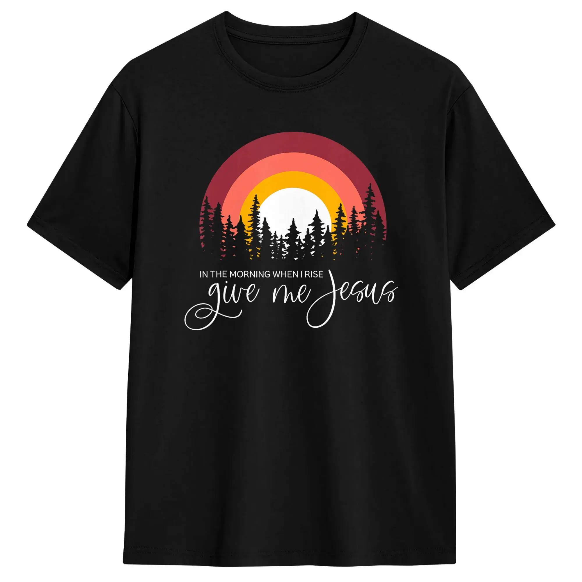 Vintage T Shirt Summer in The Morning When I Rise Give Me Jesus Christian Faith Novelty T-Shirts  100 Cotton Tee Shirt for Male
