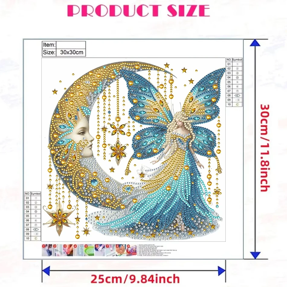 30*30cm Partial Special Shaped Drill 5D DIY Diamond Painting Kit Moon fairy Diamond Embroidery Crafts for Wall Home Decor