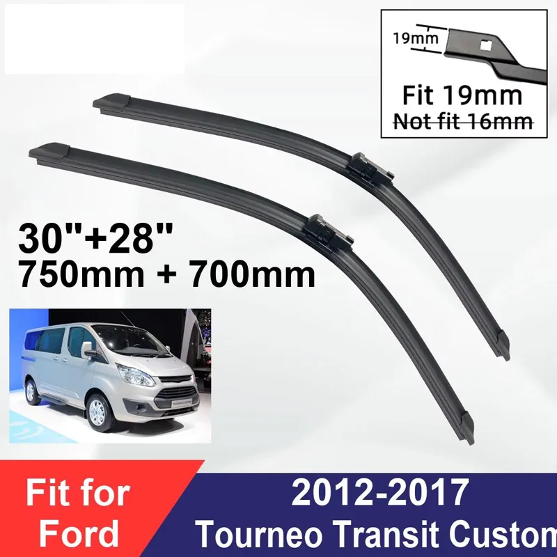 

For Ford Tourneo Transit Custom 2012-2017 Front Wiper Blades Boneless Frameless Rubber Cleaning