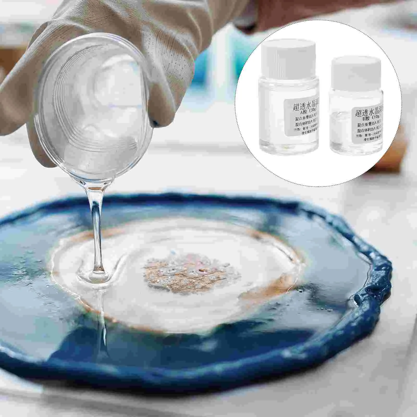 

2 Sets Epoxy Resin Adhesive Part Wood Filler Glue for Metal DIY Craft Two Kit Clear