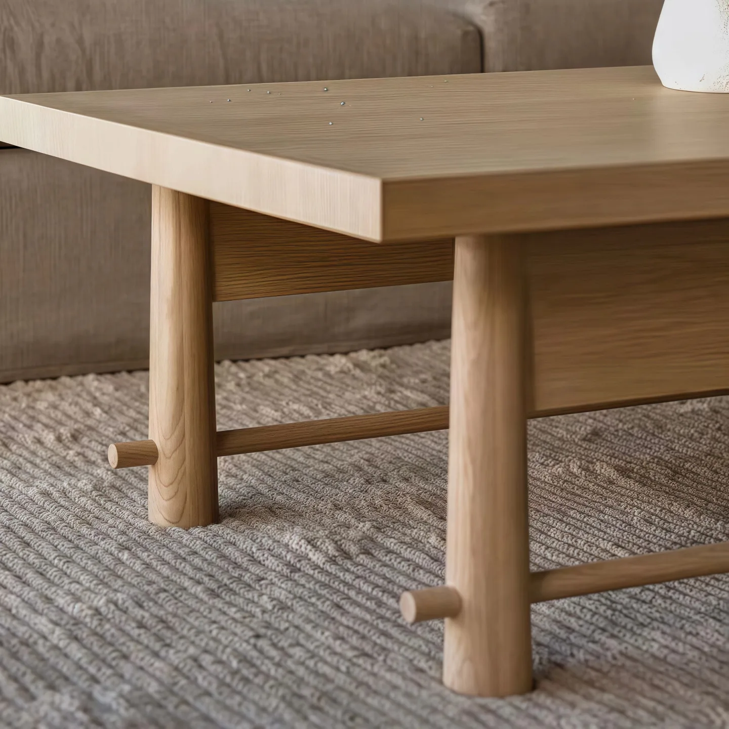 ✘ Set di Tavolini da Caffè in Legno Massello con Corteccia d'Albero, Stile Wabi-Sabi, Design Retrò di Lusso Leggero, per Soggiorno e Tavolini Laterali Piccoli