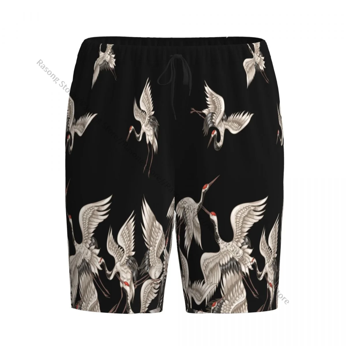 

Men's Short Sleep Pants Japanese White Cranes In Different Poses Mens Pajamas Pants Sleepwear