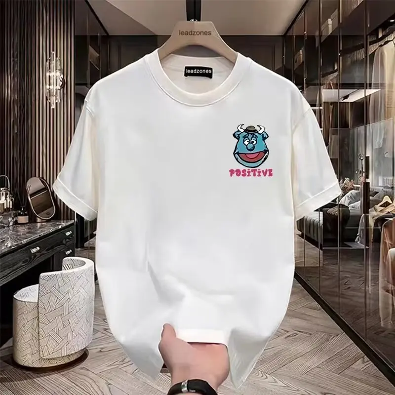 

Loose Fit Cotton round Ne ort Sve Casual T-irt ex Sli Versatile Summer Top High End Streetwear Basic Sle