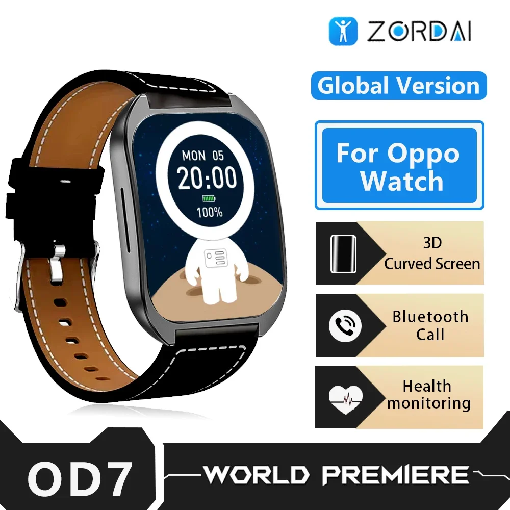 

Zordai For Opppo Smartwatch OD7 3D Curved Screen Bluetooth Call Sports Watch Men Women Wrist Watches IP68 Waterproof Smart Watch