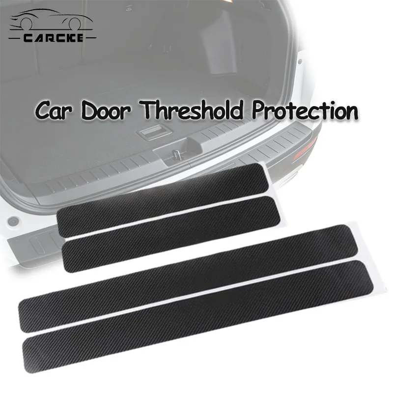 

Car Door Sill Protector Sticker with Carbon Fiber Stripe Texture Stickers Car Door Sills Decoration Automobile Decal Universal