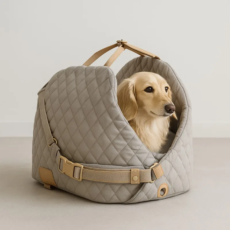

Portable Solid Pattern Dog Seat Booster and Travel Carrier Bag Cotton Zipper Closure Small Sized for Pets and Puppies