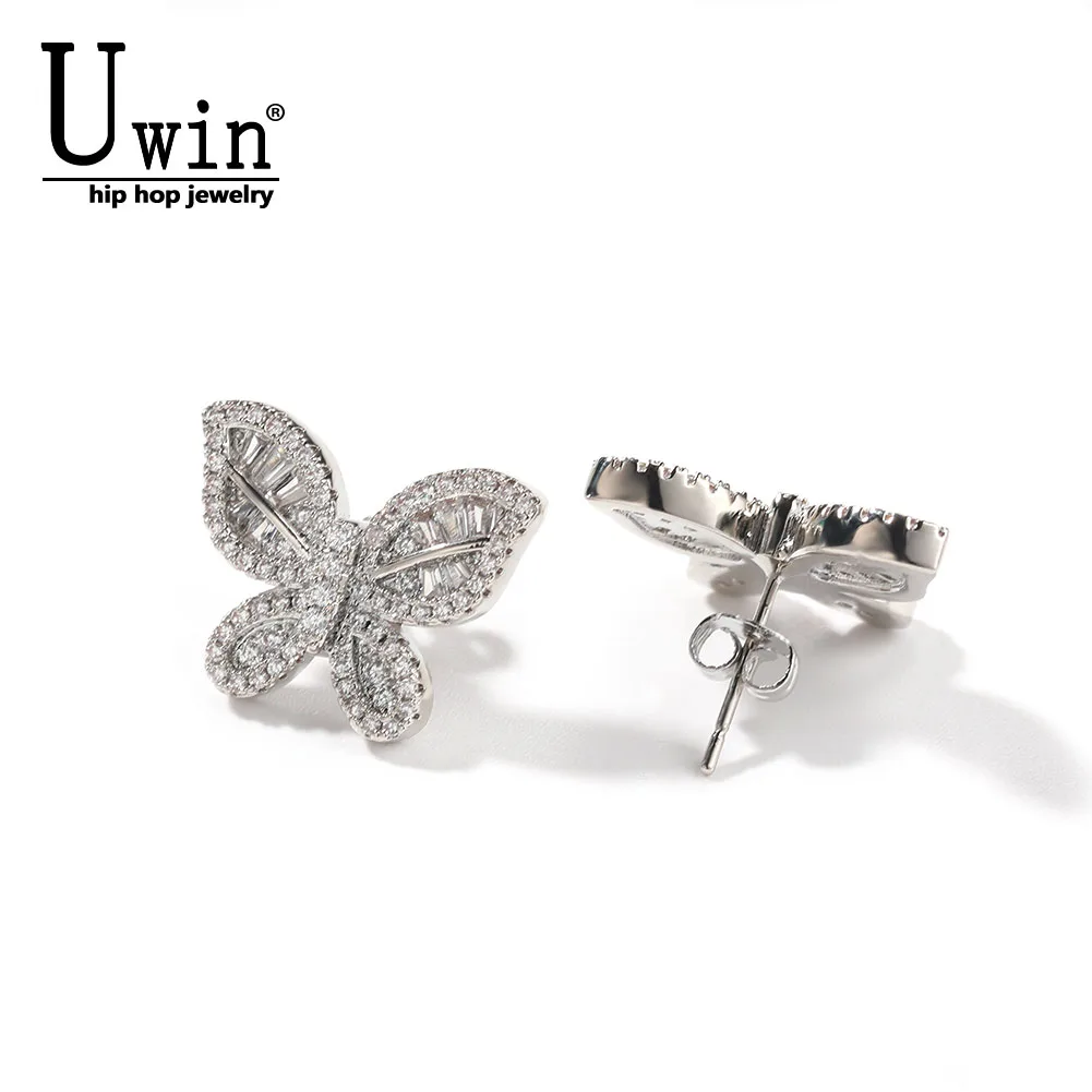 

UWIN Delicate Butterfly Stud Earring Full Pave Cubic Zirconia For Women Engagement Party Earrings Girl Fashion Jewelry