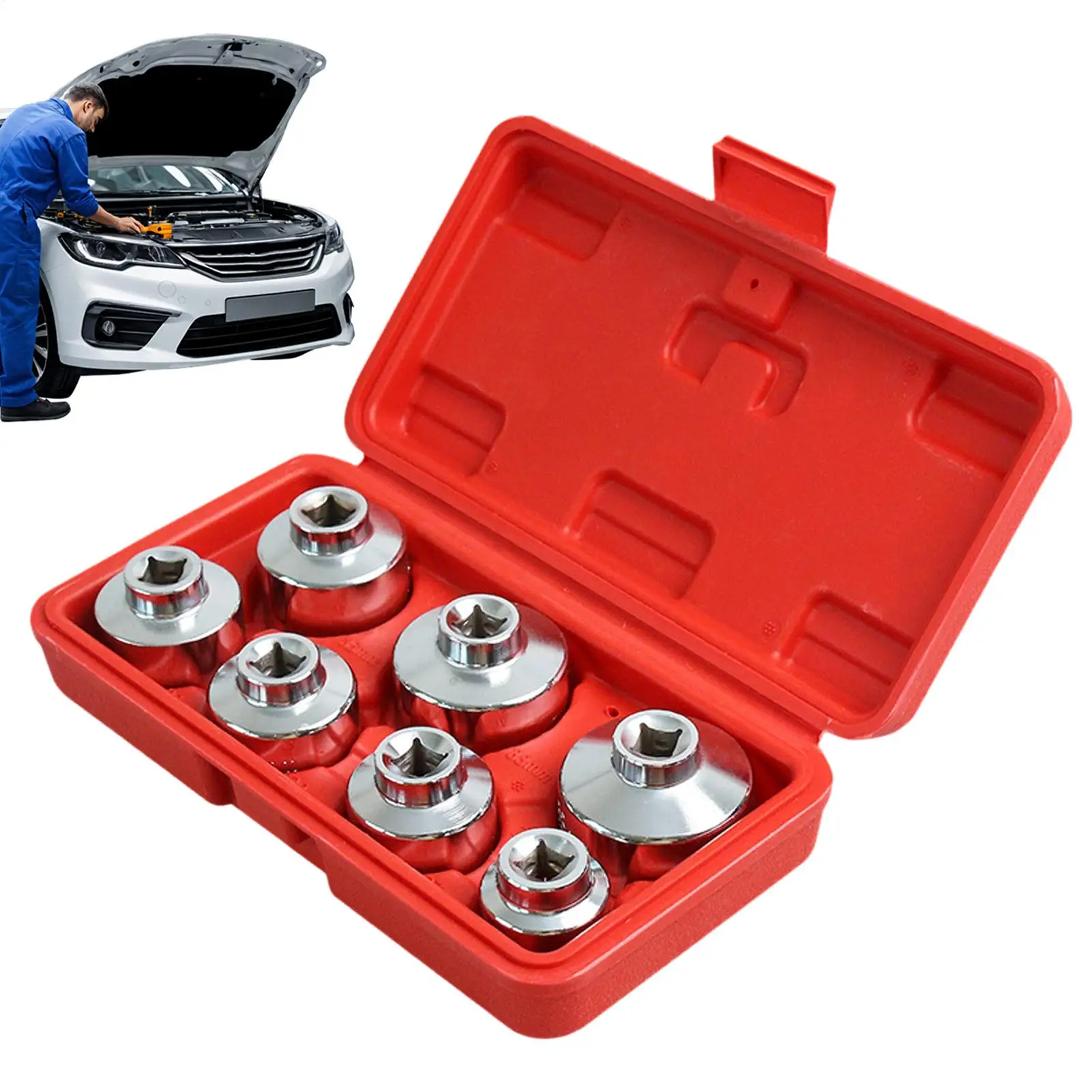 Oil Filter Wrench Tool 3/8 Drive Metal Rust-Proof Non-slip Heavy Duty Vehicle Oil Filter Removal Tool for Car Truck RV SUV