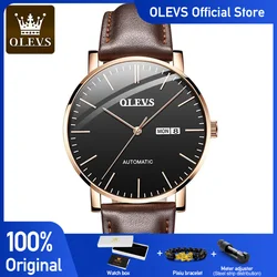 OLEVS Men's Watches Casual Simple Original Automatic Mechanical Watch for Man Waterproof Date Week High Quality Wristwatch