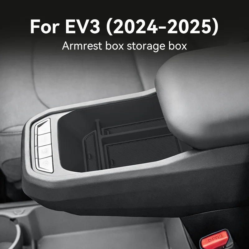 For Kia EV3 2024-2025 Center Console Organizer Tray Armrest Storage Box with Non-Slip Mat EV3 GT Line Interior Accessories