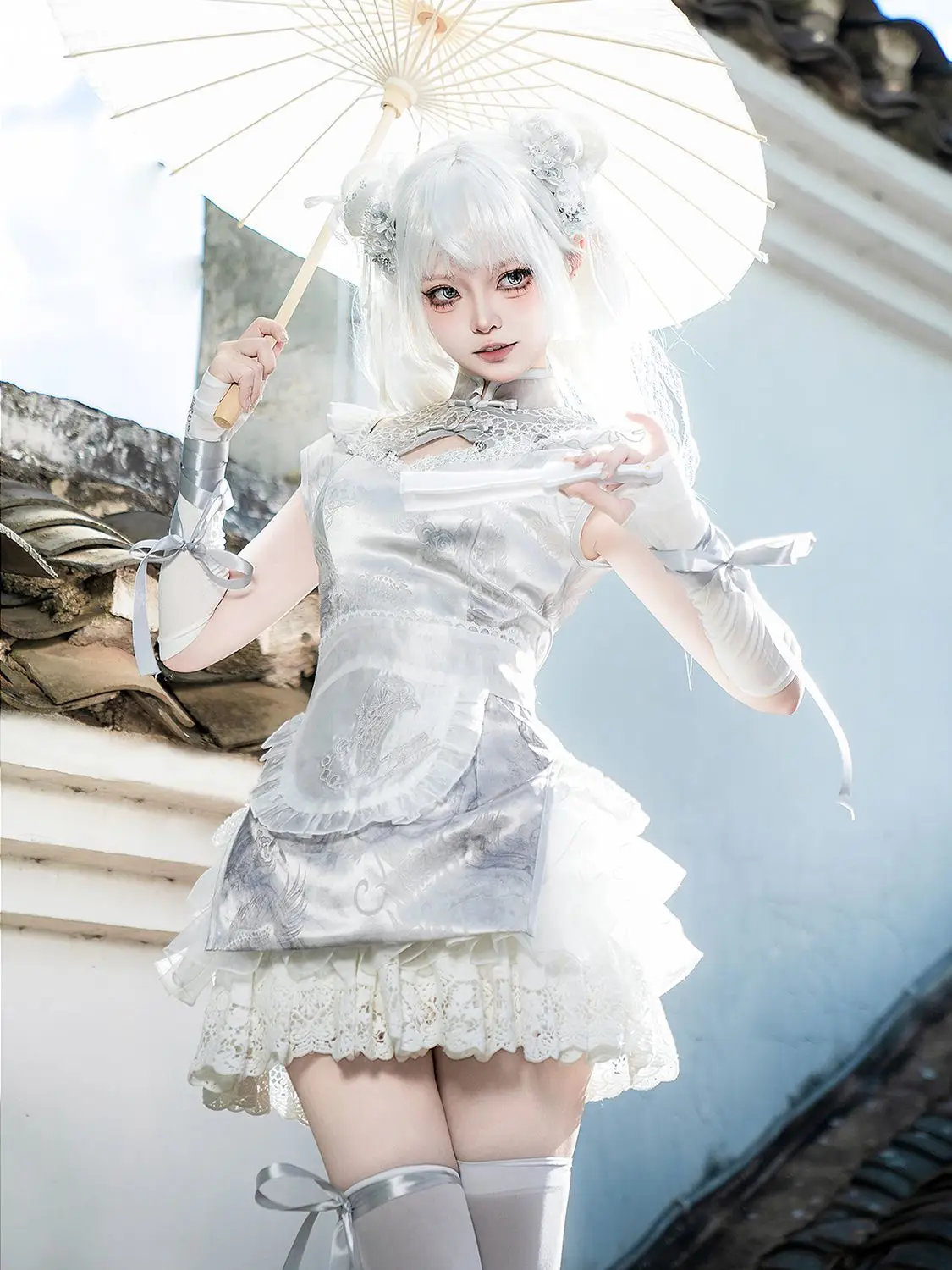 

Japan Chinese Cheongsam Apron Pants New Chinese Dress Suit Cos Uniform Maid 2026 New