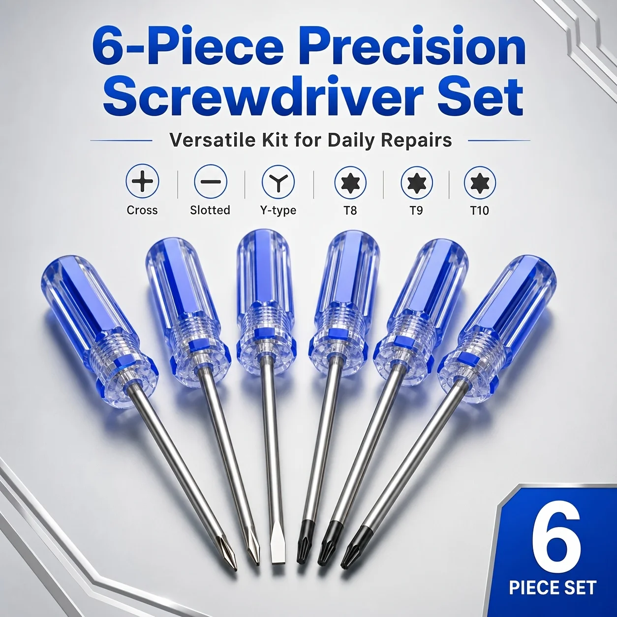 6Pcs Magnetic Precision Screwdriver Set, Cross Slotted Y Torx T8 T9 T10 Magnetic Screwdrivers,for Phone Laptop Game Console