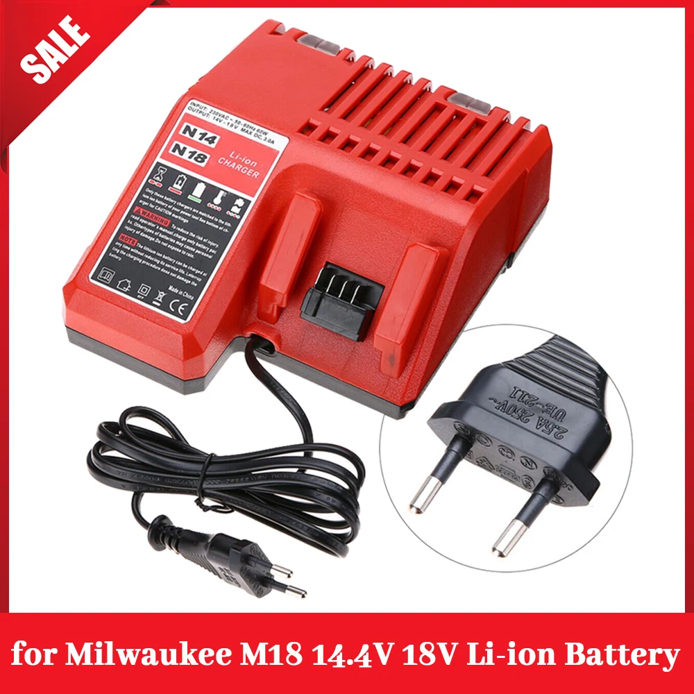 

Replacement Li-ion Battery Charger Multi Voltage Charger for Milwaukee M18 14.4V-18V 48-11-1828 48-11-1850 48-11-1840 48-11-1815
