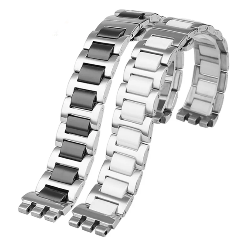 High Quality Watch Chain For Swatch Irony Classic Collection YVS441G YAS112G Stainless Steel Ceramic Watch Band 17MM 19MM