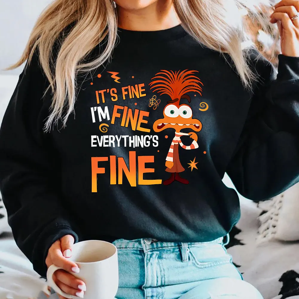 Anxiety Inside Out 2 Sweatshirt Everything Is Fine Anxiety Inside Out Emotions Shirt Retro Mental Health Sweatshirts Fans Gift